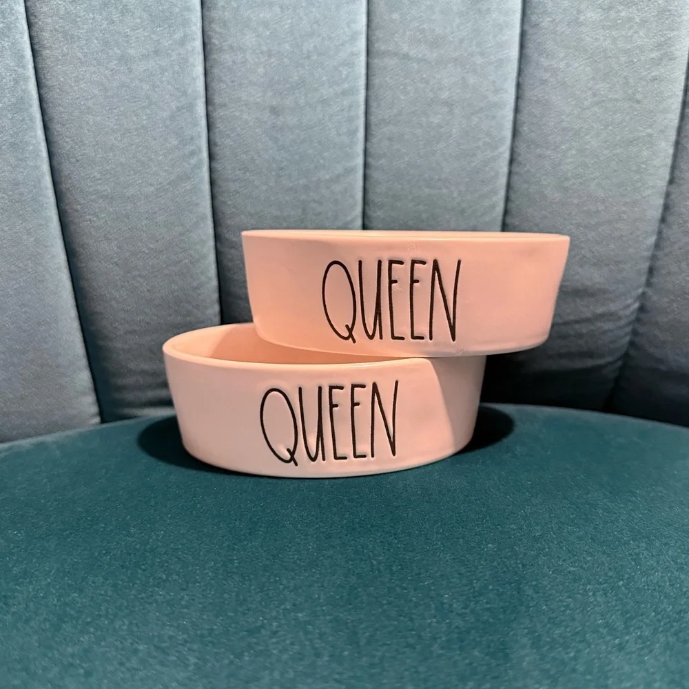 TWO Rae Dunn QUEEN Pet Bowls |‎ NWT